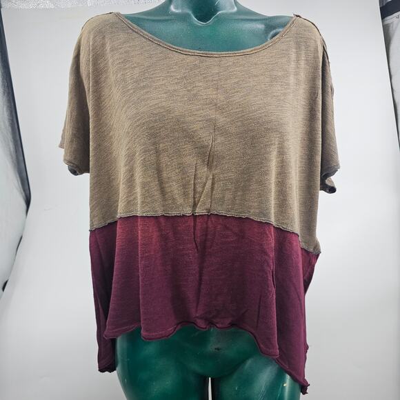 Free People We the Free Midnight Color Block Oversize Boho Tee Women's M + 3580 - Picture 2 of 8